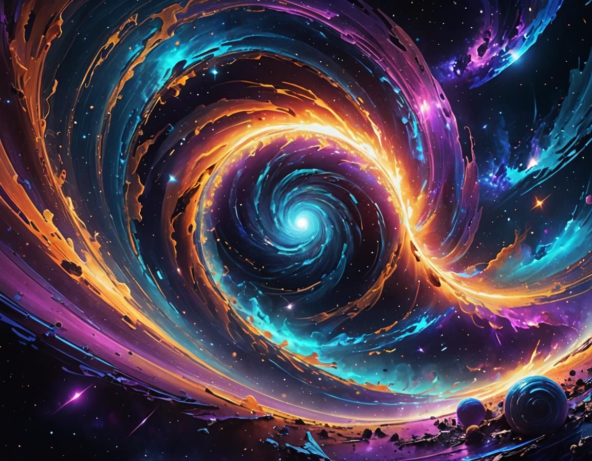 Swirling Energy Wave Surges Through Galaxy in Sci-Fi Art