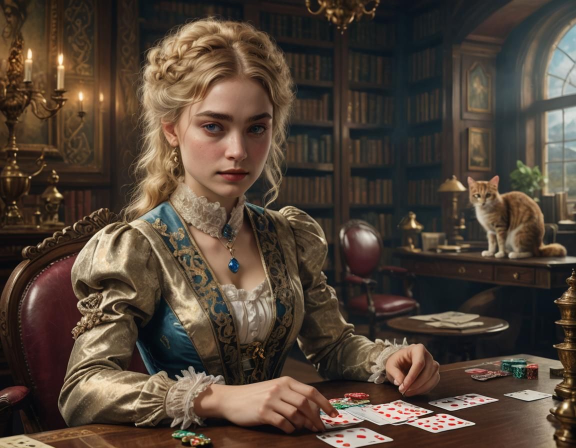 Victorian Beauty Enchants in Luxurious Study