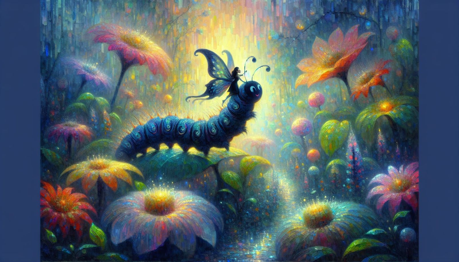 Enchanted Caterpillar's Garden: Impressionistic Dreamscape