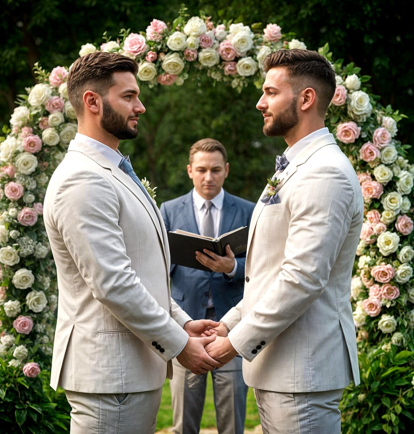 Joyful Gay Wedding Ceremony in Summer Light