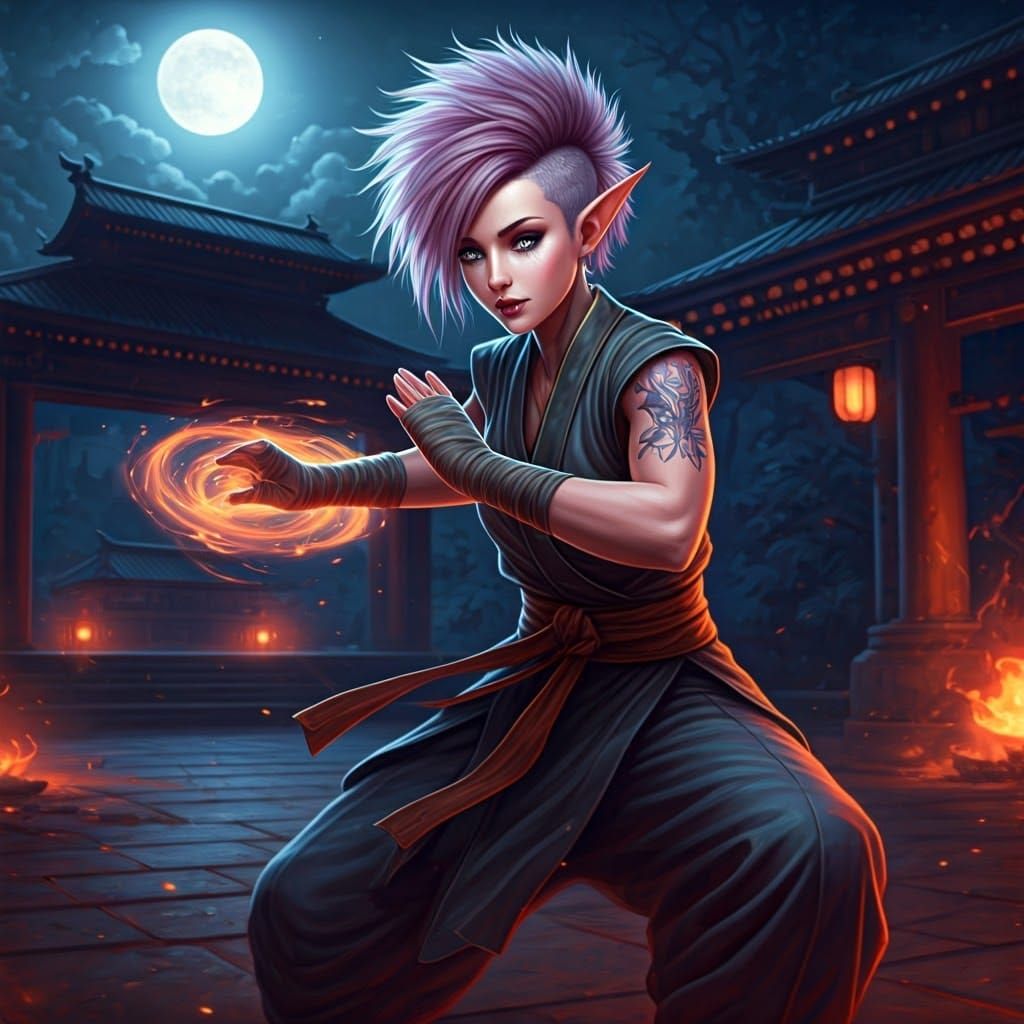Ethereal Elf Monk Martial Arts Masterpiece