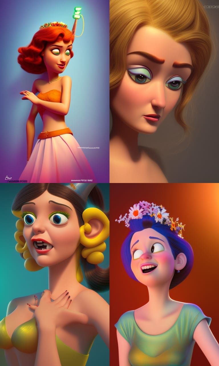 Goddess Portrait in Mad Magazine Style, 3D Render