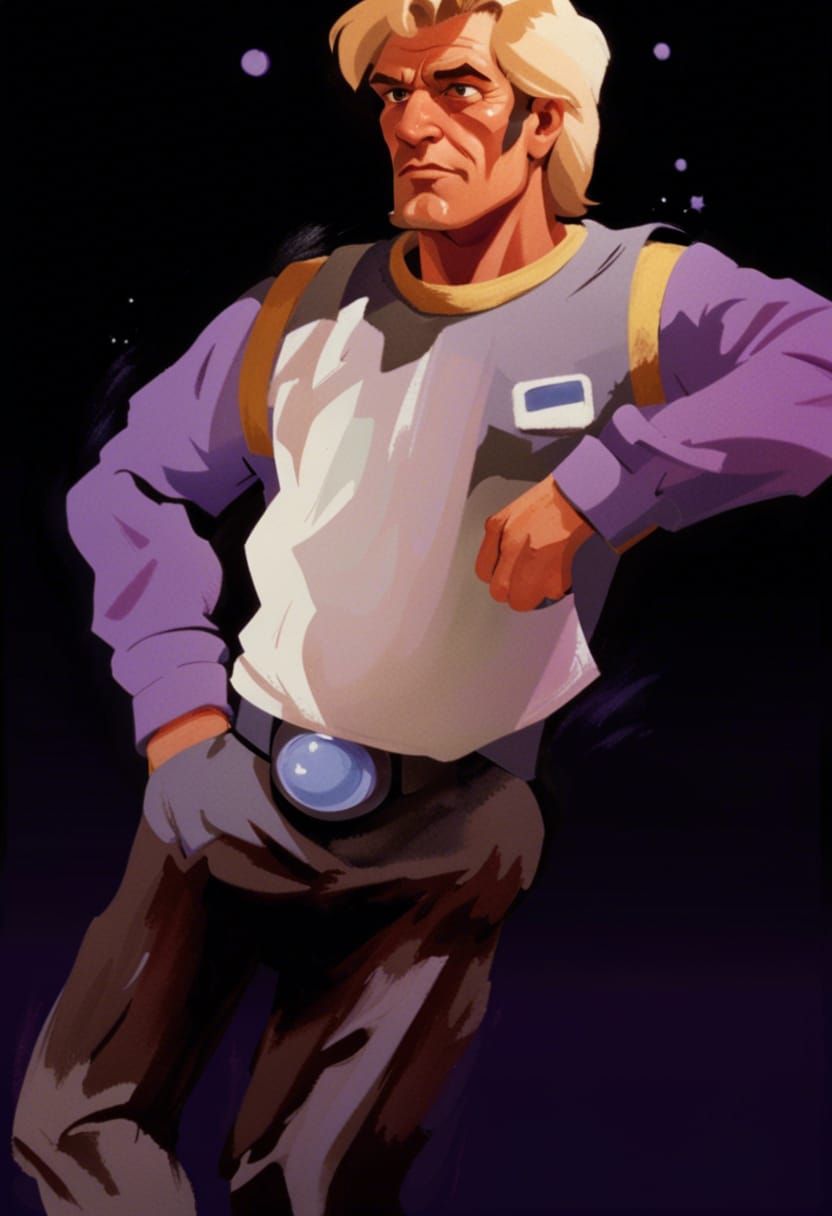 Roger Wilco Portrait in Anime Cel-Shaded Style