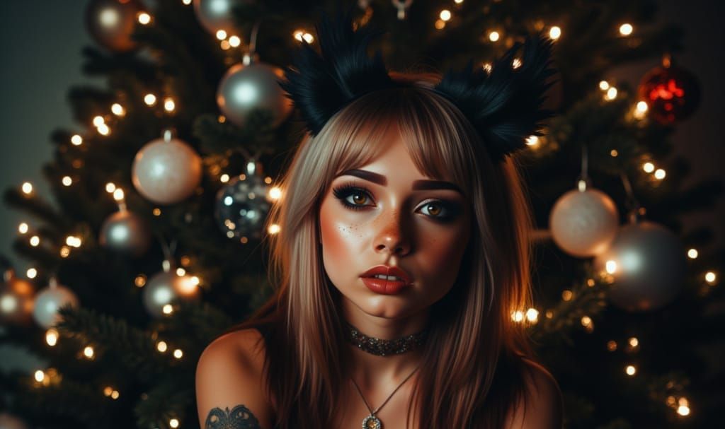 Emo Christmas Woman Portrait