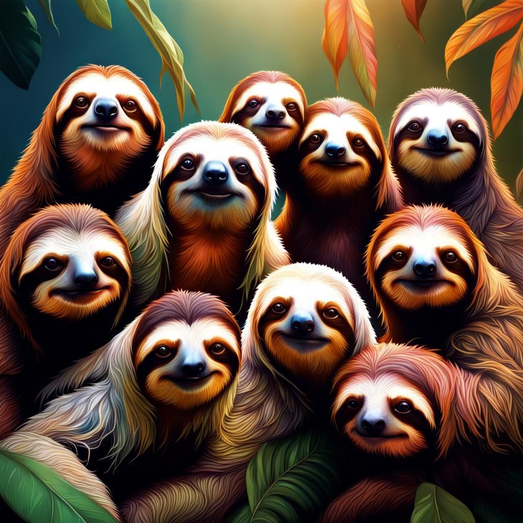 Sloths with Attitude: Hyperrealistic Concept Art