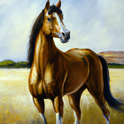 Majestic Stallion in Oil Painting Style