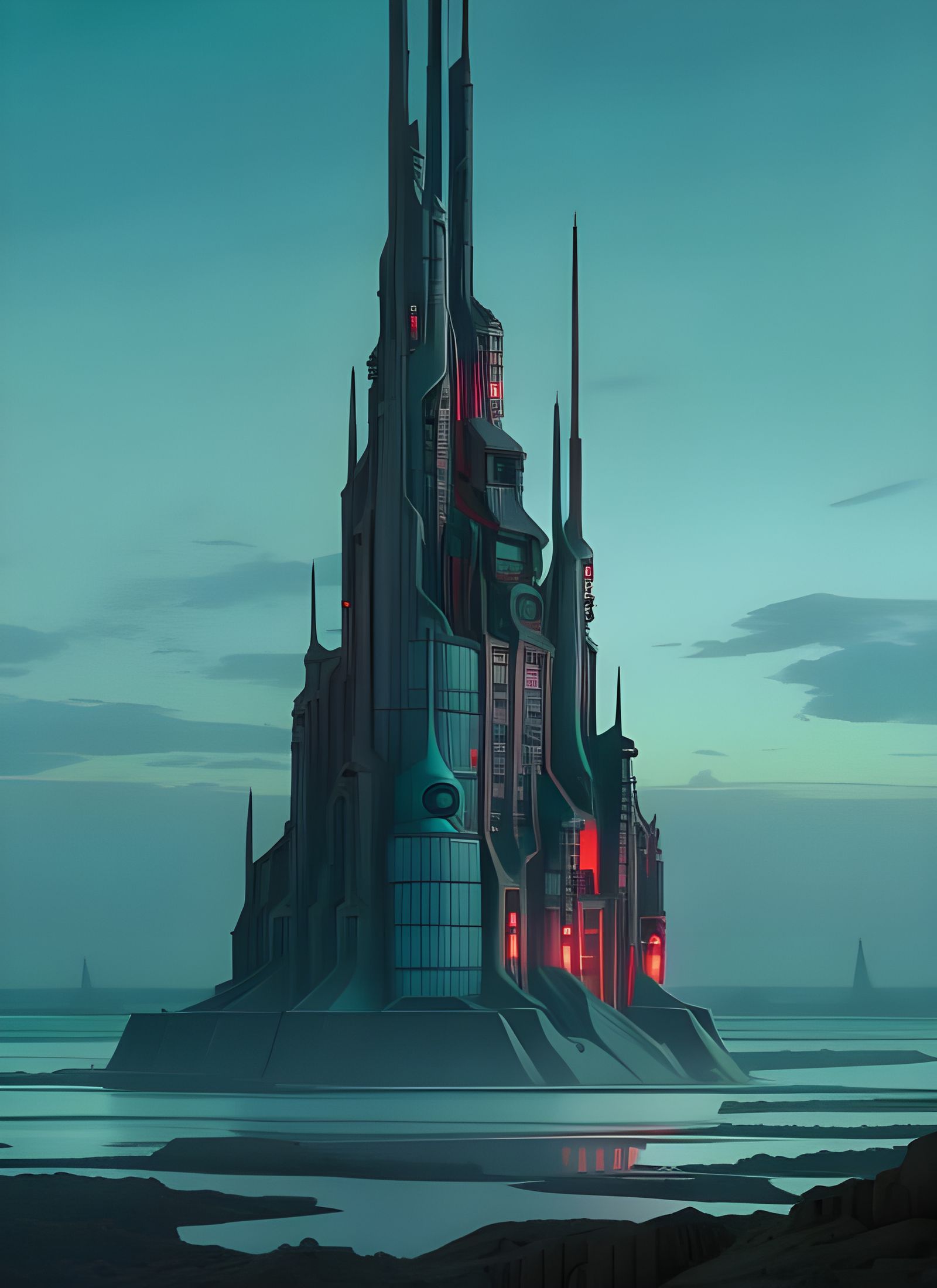 Sci-Fi Tower in Photorealistic Digital Illustration