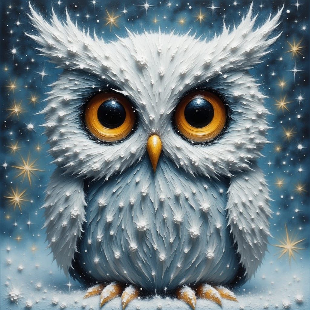 Winter Owl with Crystalline Ice Floes