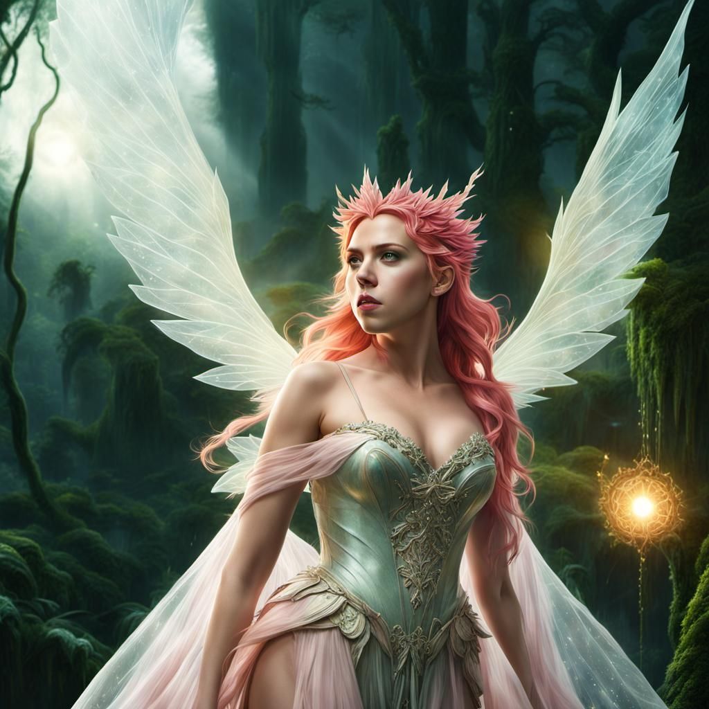 Crystal Fairy in Rainy Fractal Fantasy Art