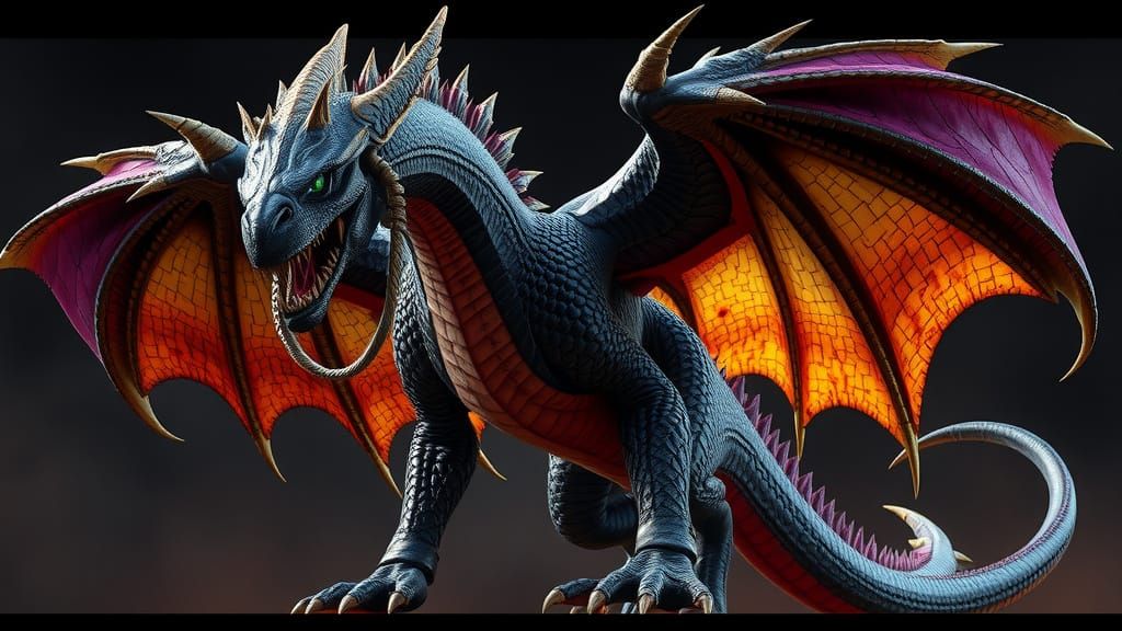 Dark Fantasy Dragon in a Battle-Hardened Aesthetic