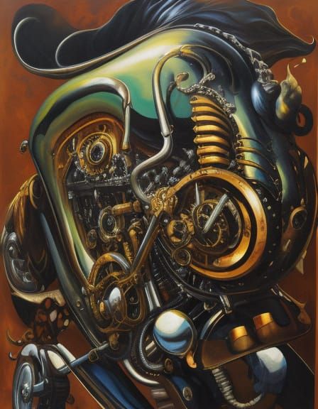 Surreal Chrome Burnout in Oil, a Dali-esque Vision