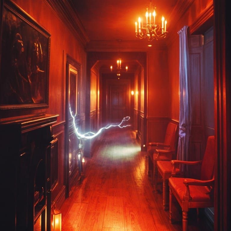 Angry Ghost Screaming in Haunted House Hallway