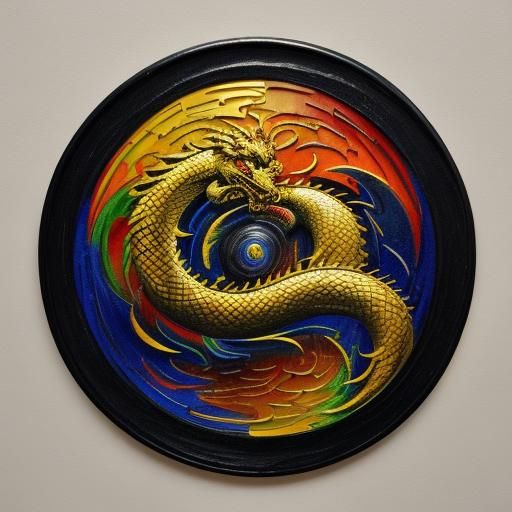 Dragon and Phoenix Yin Yang Impasto Painting