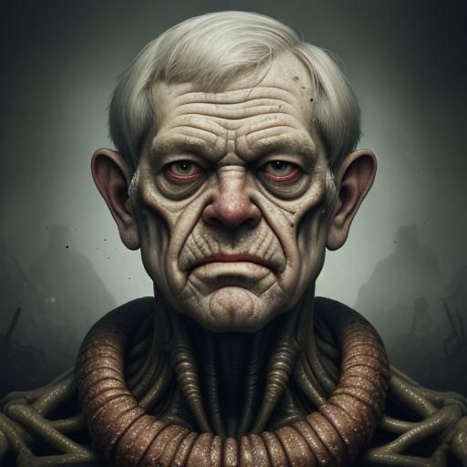 Grotesque Body Horror Portrait Inspired by Cronenberg