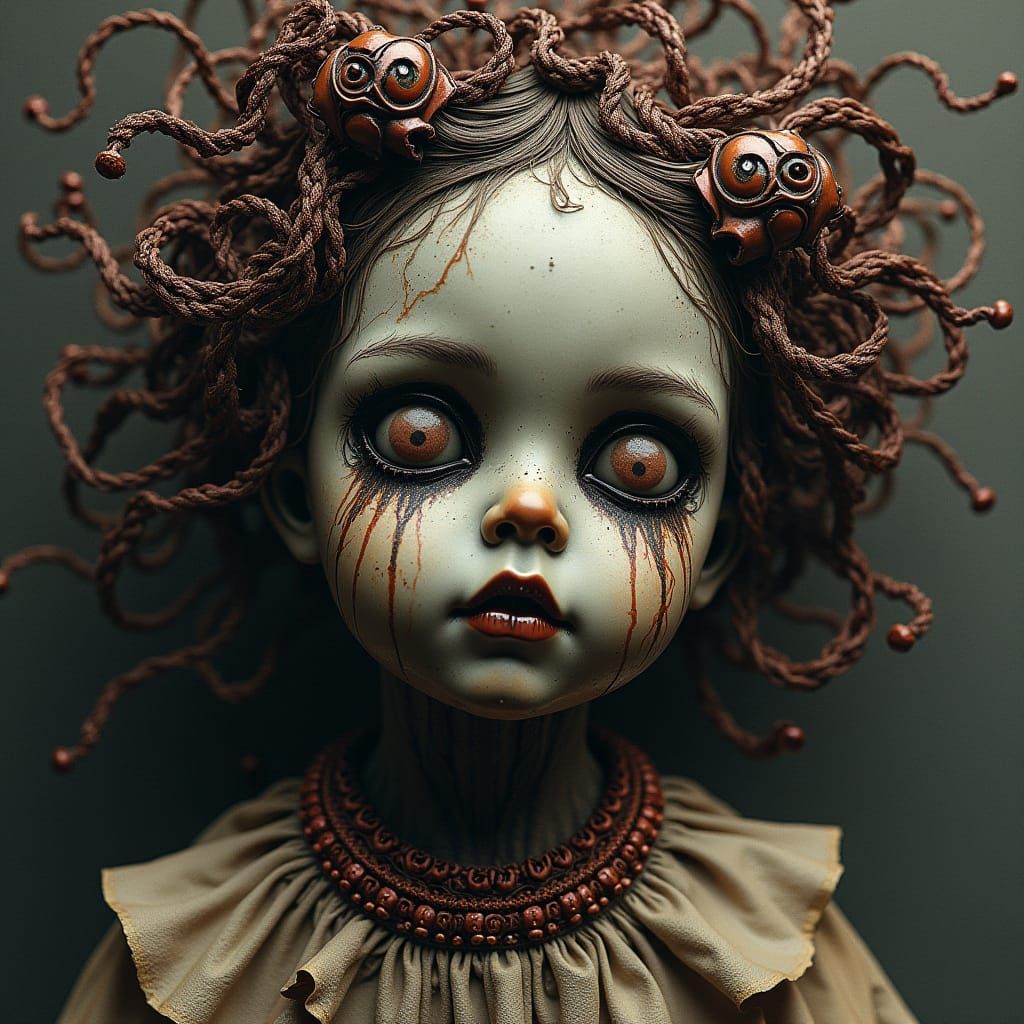 Creepy Wireframe Dolls in Abstract Vector Art