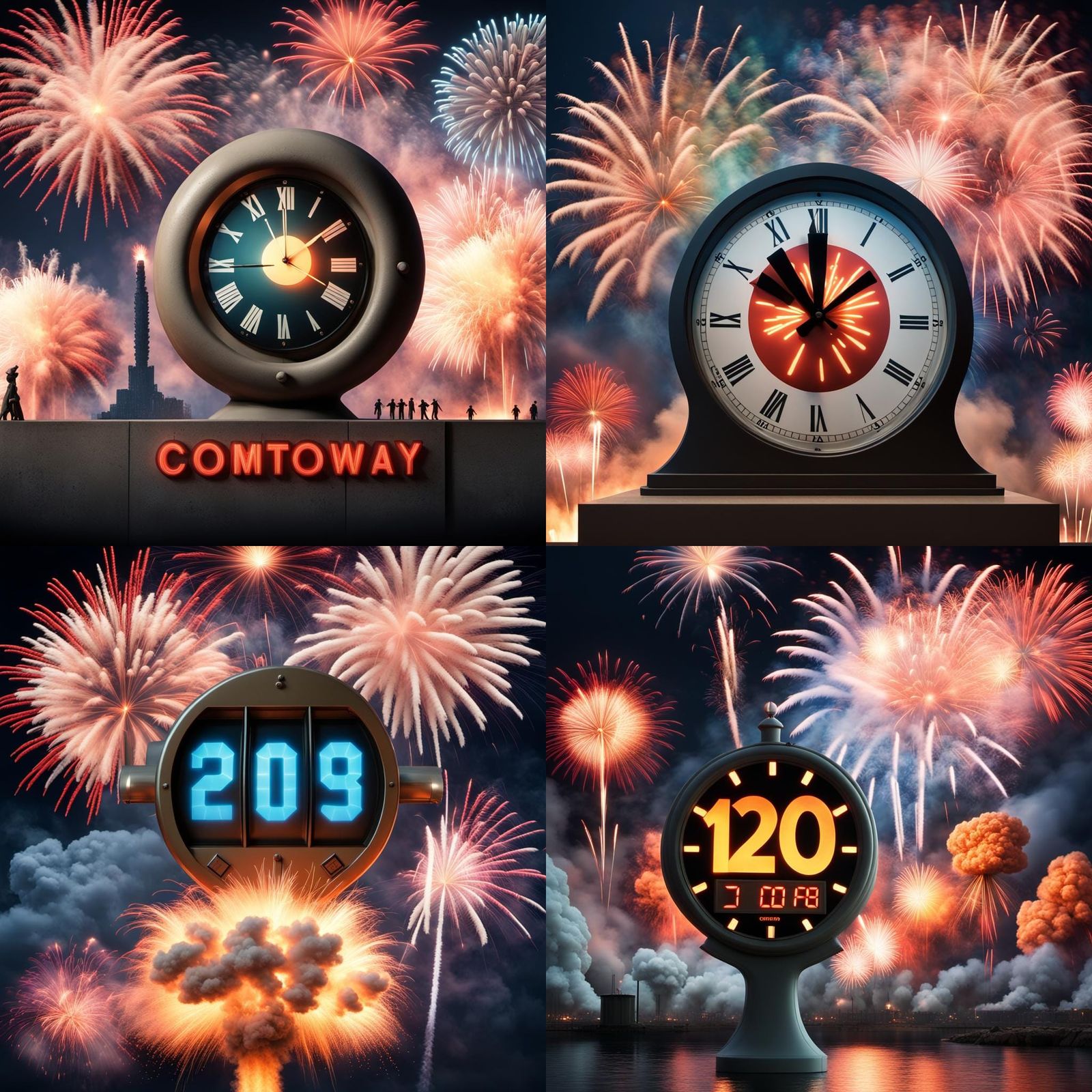 Doomsday Clock: Midnight Countdown with Fireworks