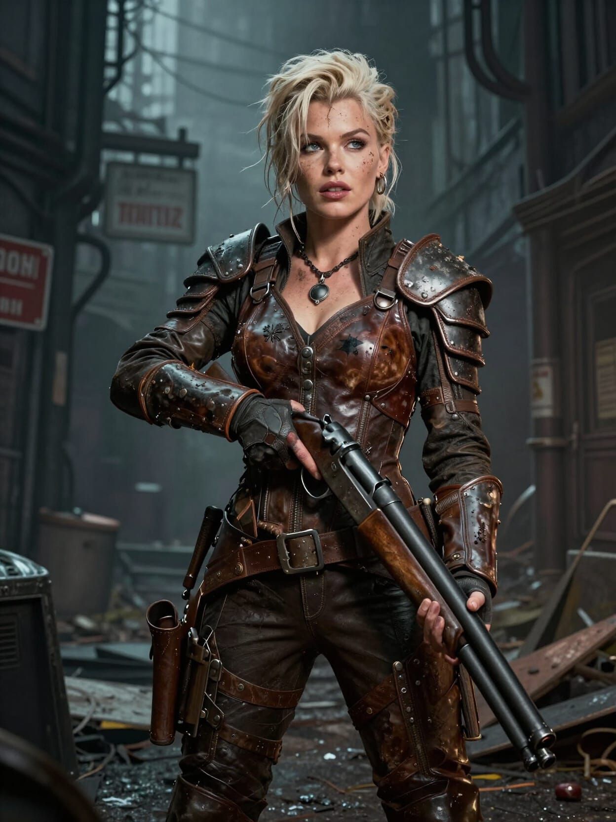 Post-Apocalyptic Raider in Dark Alley