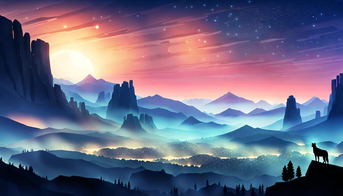 Misty Valley Cityscape in Panoramic Concept Art