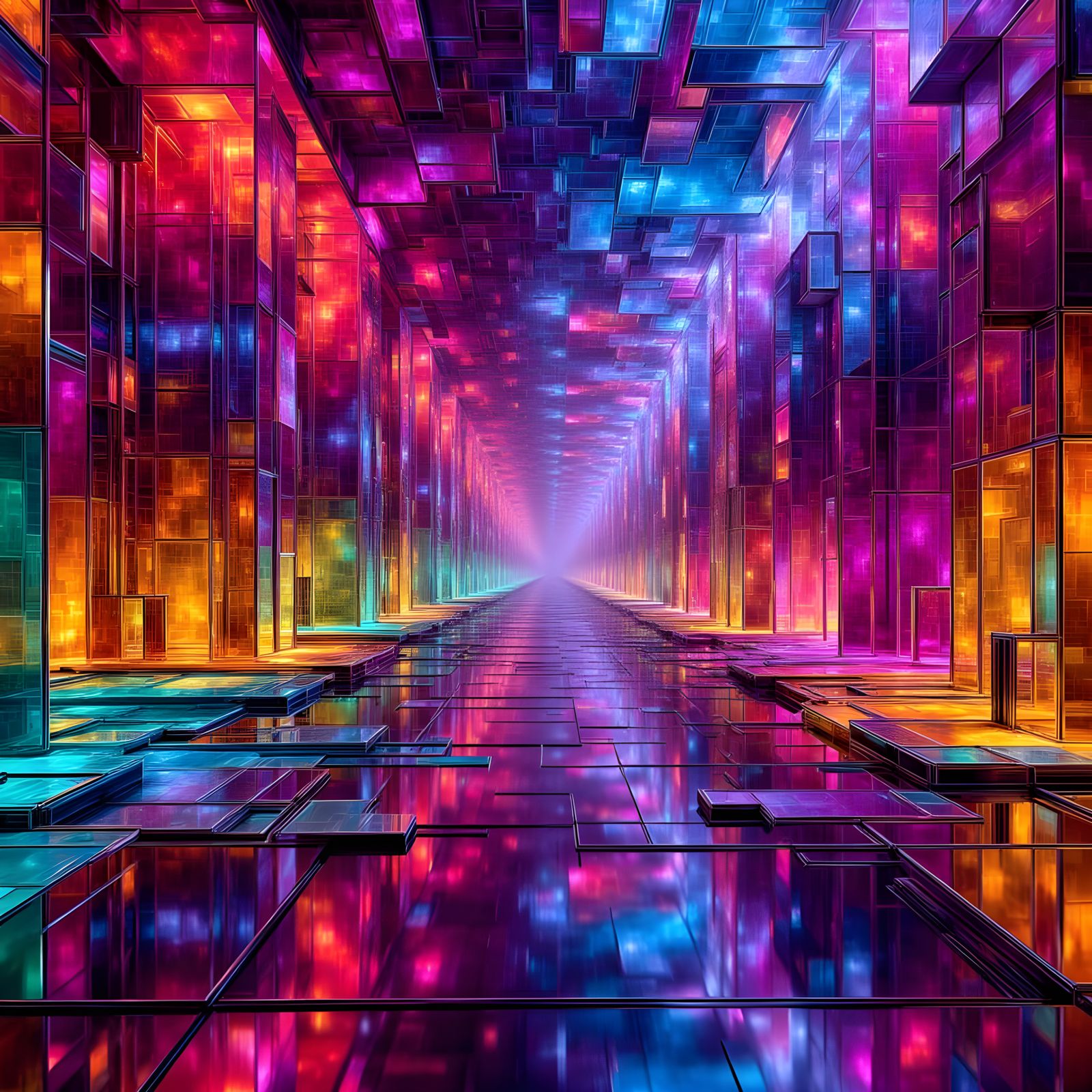 Intricate Fibonacci Matrix in Vivid Colors