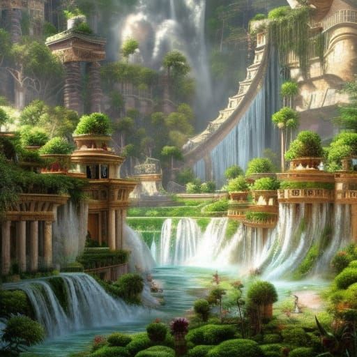 Epic Hanging Garden City with Waterfalls