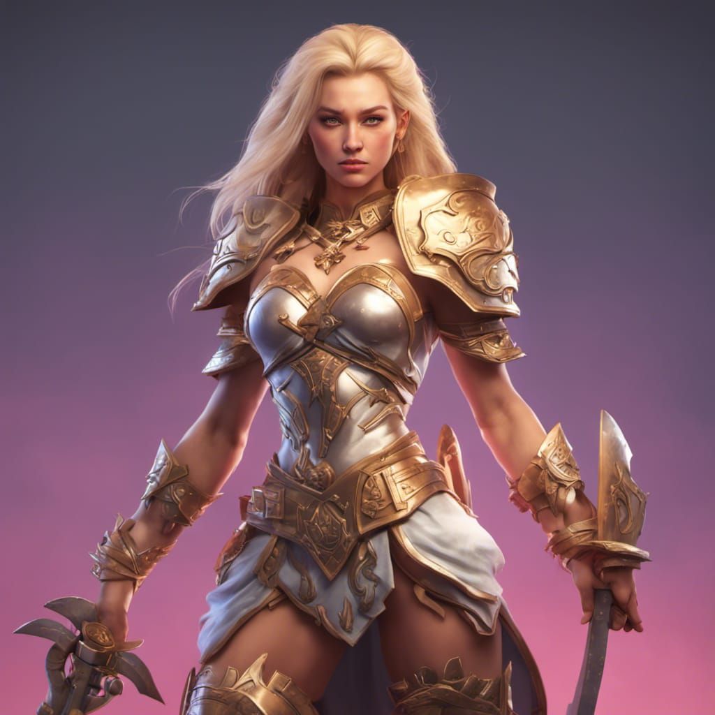 Beautiful Blonde Warrior Princess in 3D Digital Art
