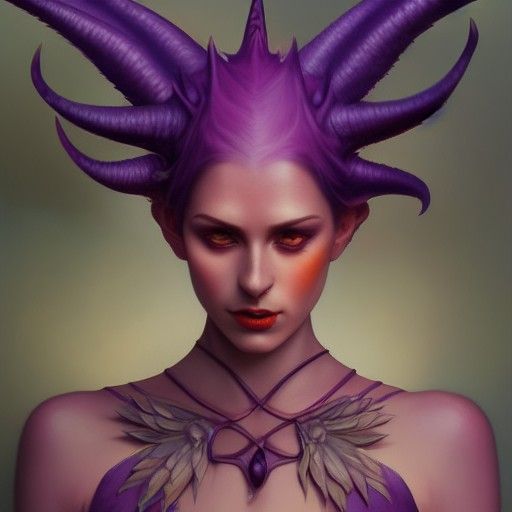 Sultry Dragon Portrait in Art Nouveau Style