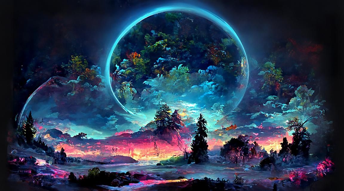 Ethereal Pink Forest Under Glowing Moon