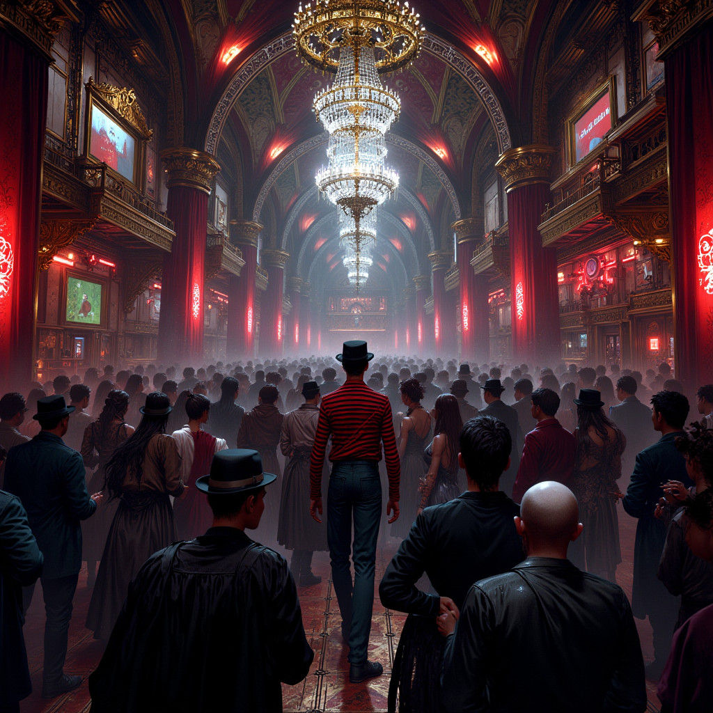 Gothic Club Scene in a Dark Futuristic Style