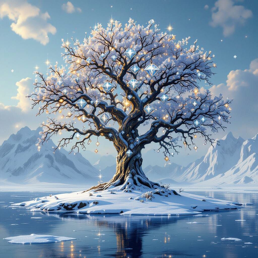 Diamond Leaf Tree on Frozen Island