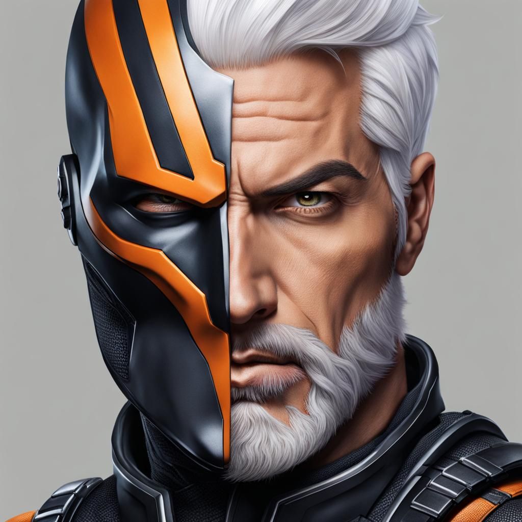 Hyperrealistic Deathstroke with White Hair