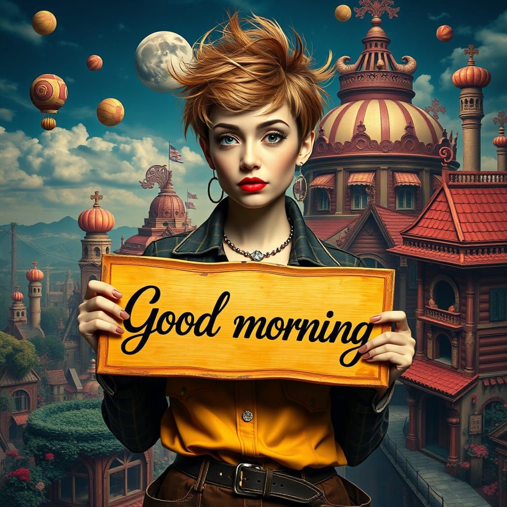 Italian Woman in Surreal World, Digital Art