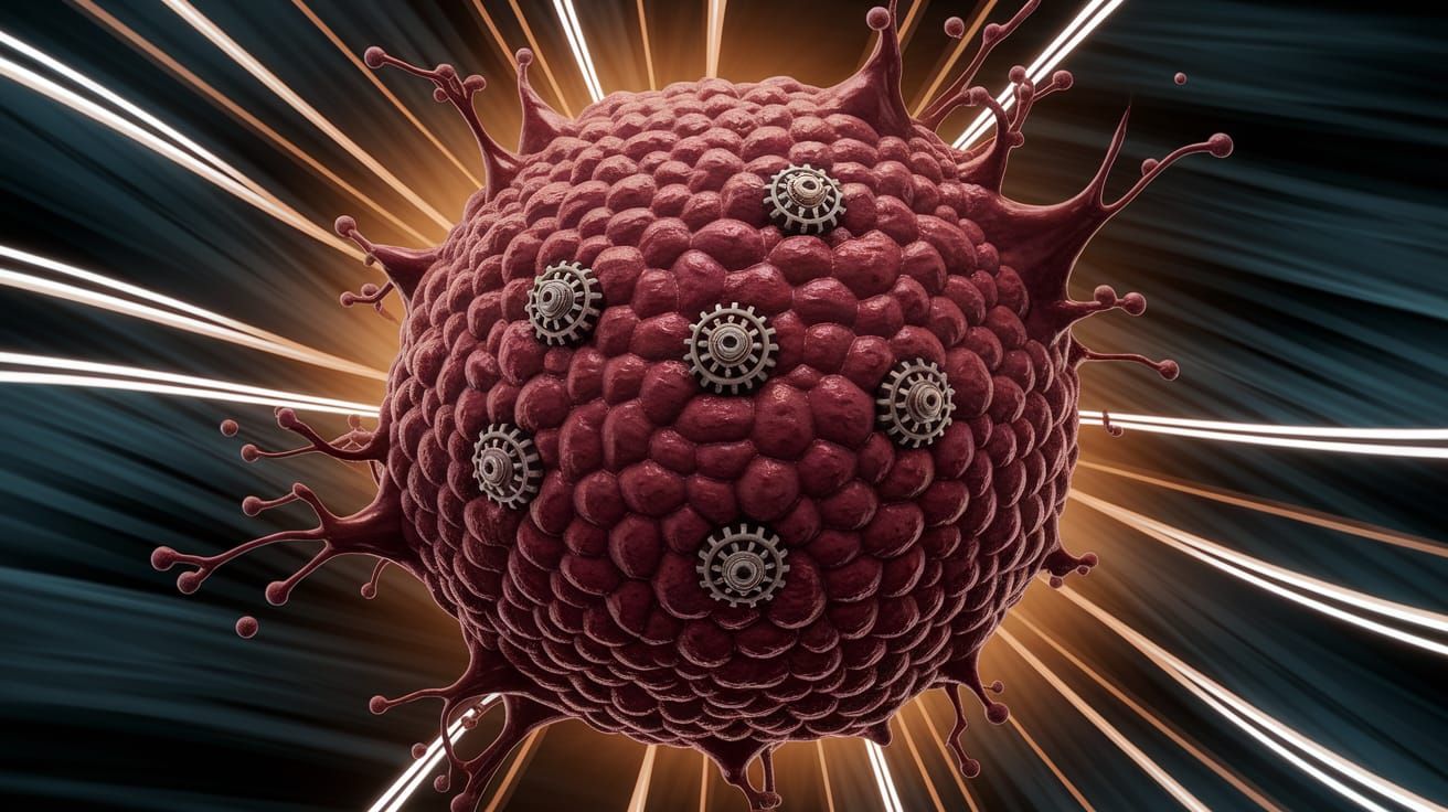 Biomechanical Blood Cell in Macro Horror Scene