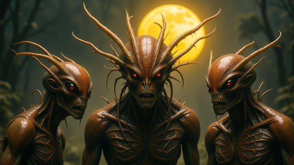 Hybrid Insect Reptiles Under Yellow Moon