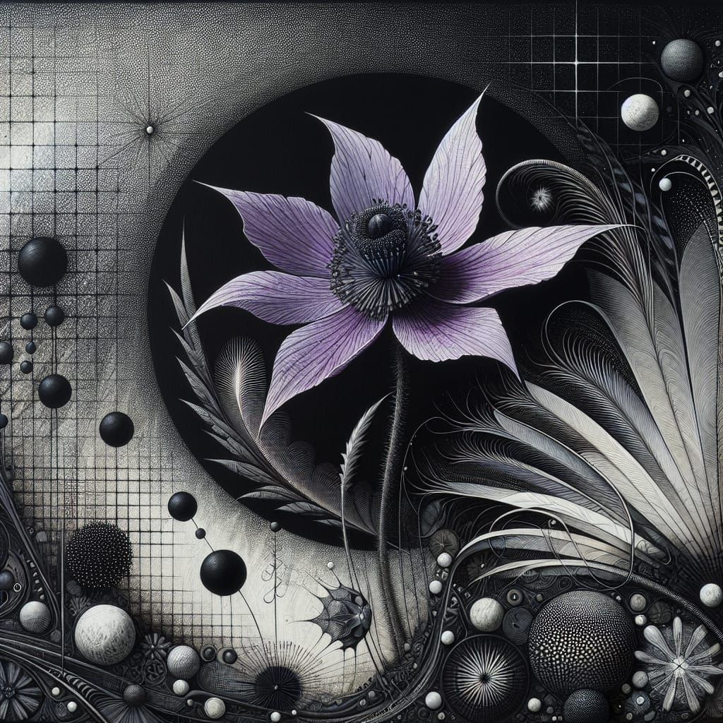 Abstract Lavender Blossom in Expressionist Style