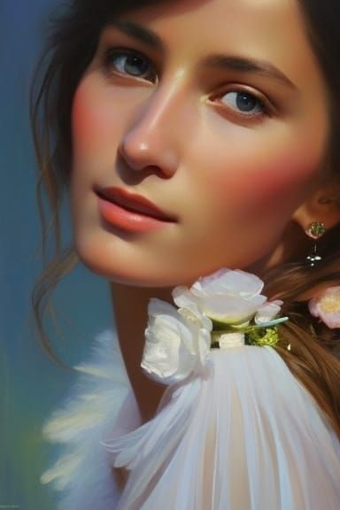 Brunette Portrait in Vintage Oil Painting Style