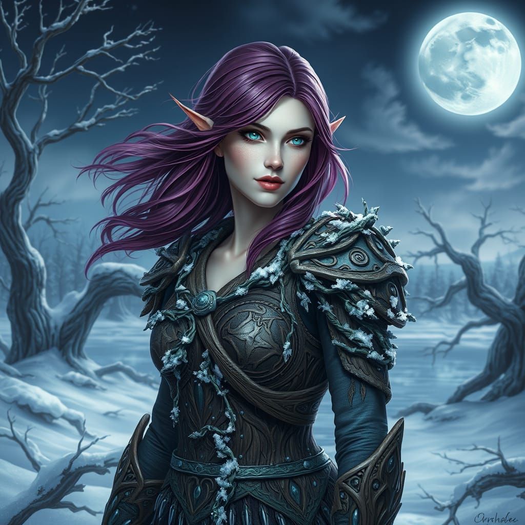 Ethereal Winter Druidess in Wooden Armor