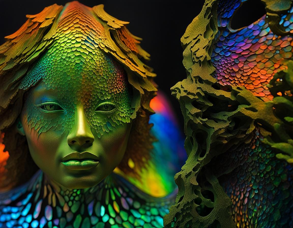 Iridescent Wood Lace Sculptures at Sunset