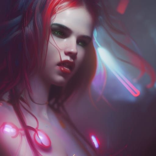 Hyperdetailed Rave Girl Poster in Anime Style