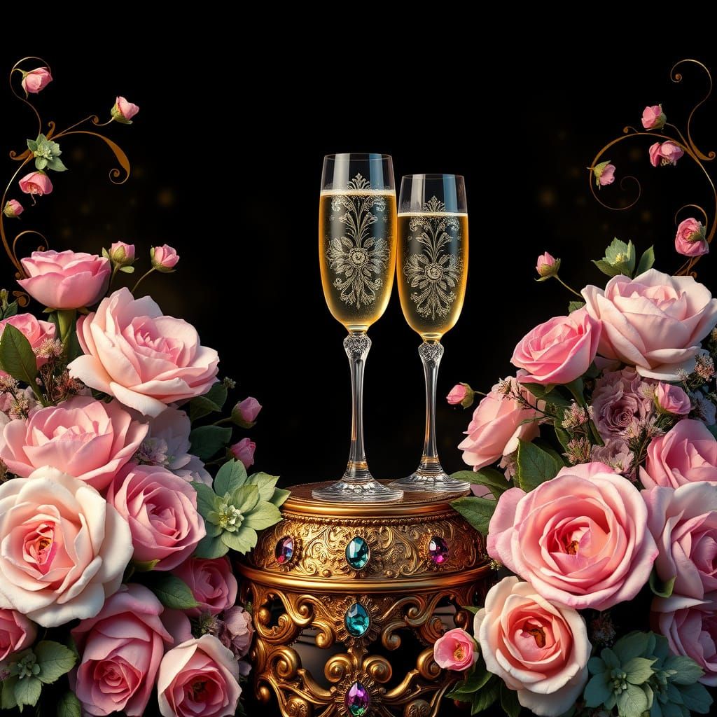 Ethereal Floral Oasis in Luxurious Champagne Setting