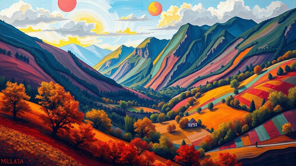 Neo-Expressionist Nürnberger Landscape in Vibrant Oil Painti...
