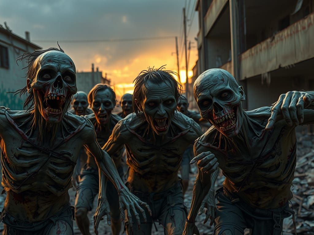 Decaying Zombies Hunt in Apocalyptic Twilight