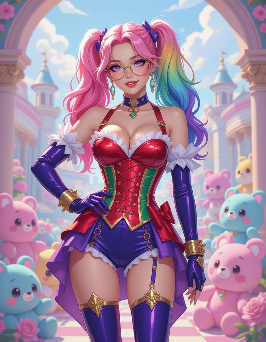 Rainbow Punk Girl in Pastel Plushie Kingdom