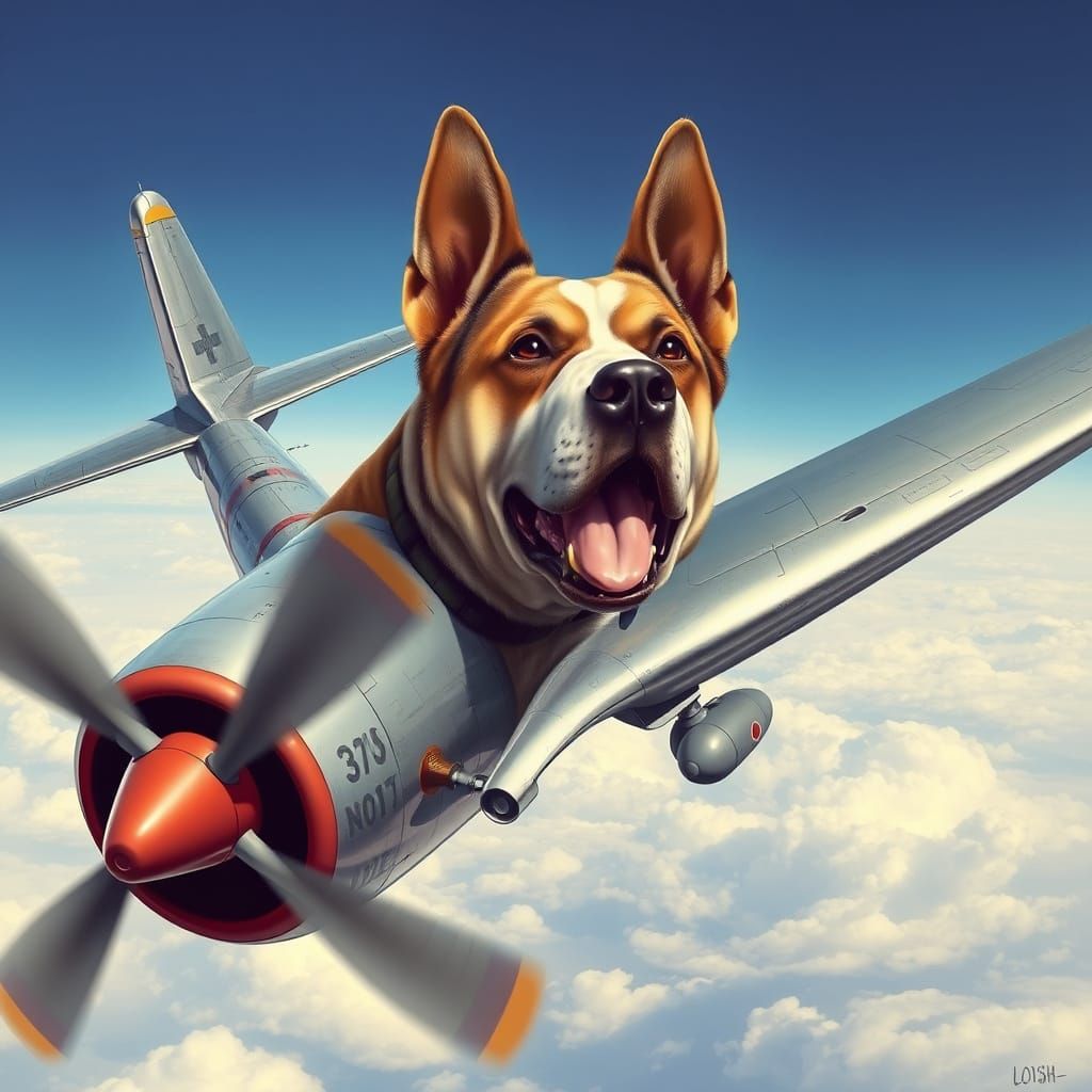 Cyberpunk Dog Fighter in Mid-Flight