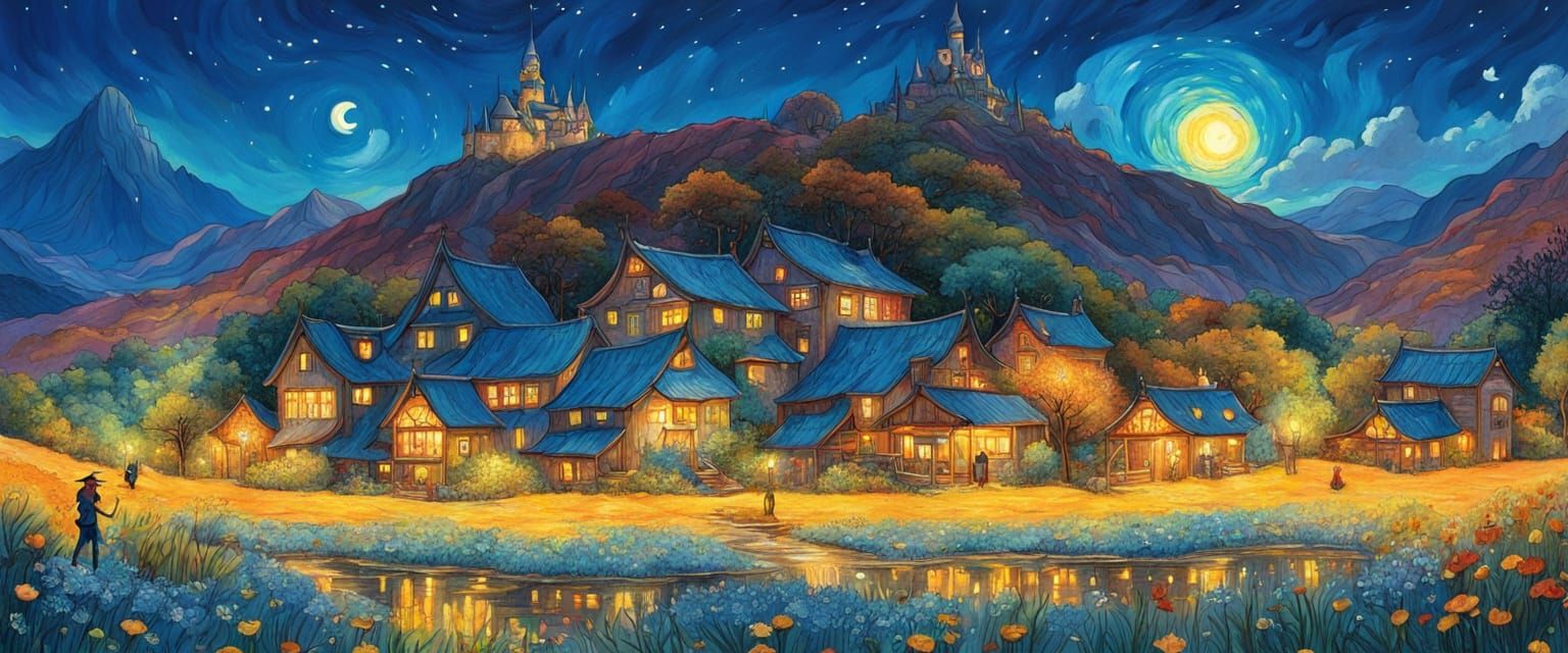 Whimsical Sci-Fi Fantasy Landscape in Studio Ghibli Style