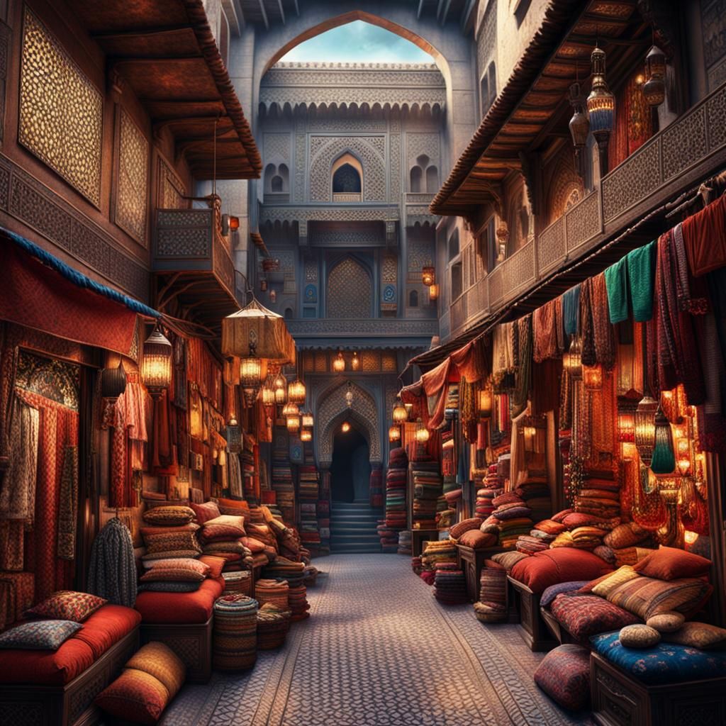 Middle Eastern Textile Souk: Digital Matte Painting