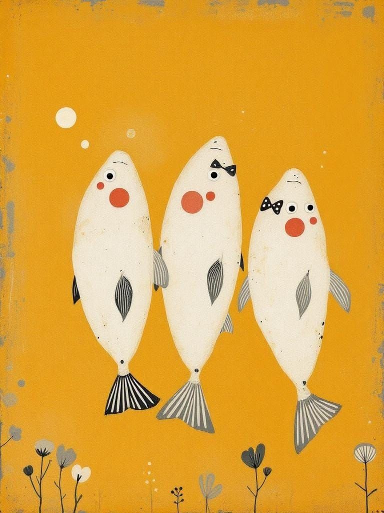 Quirky Fish in Rustic Storybook Style