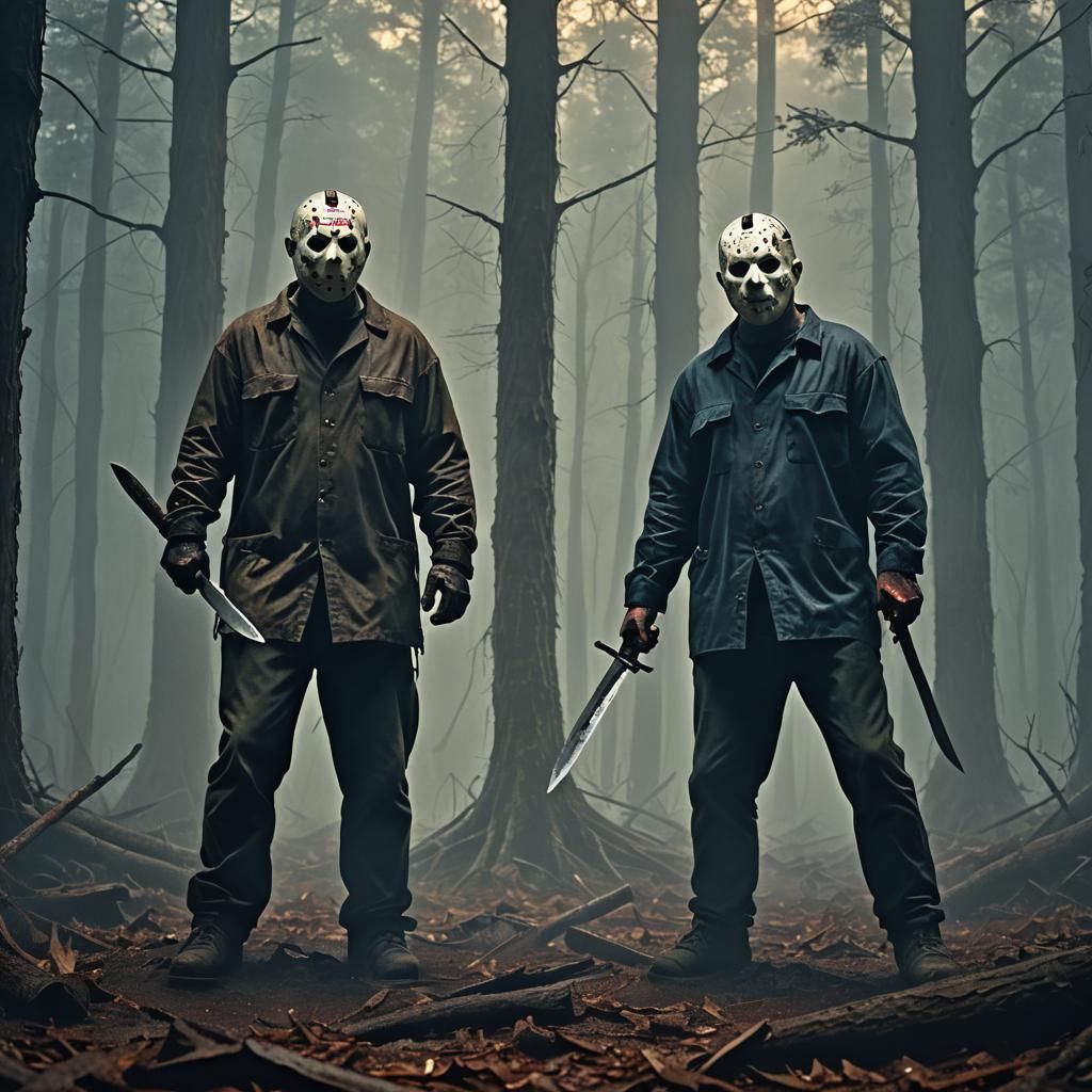 Jason and Michael: Horror Villain Showdown in Misty Forest