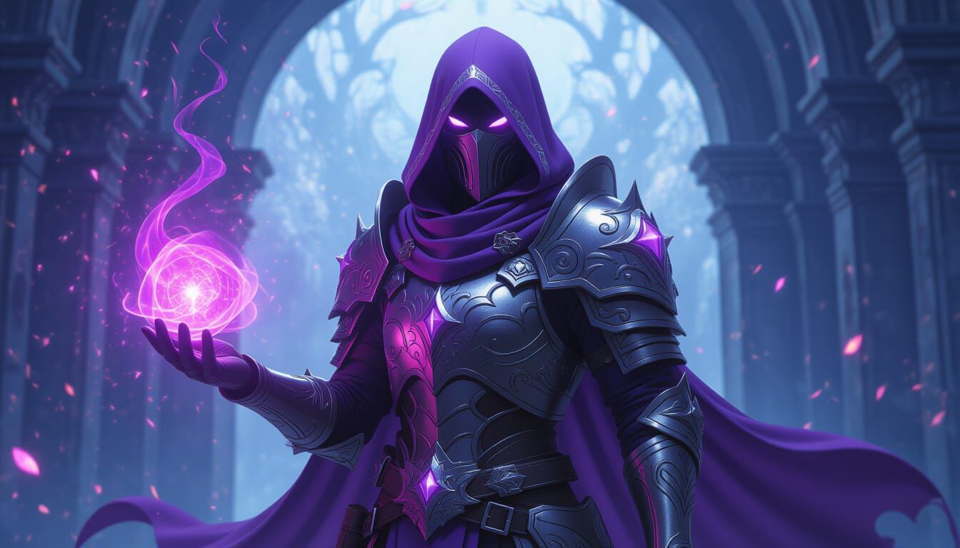 Epic Gamer in Glowing Armor Amidst Mystical Aura