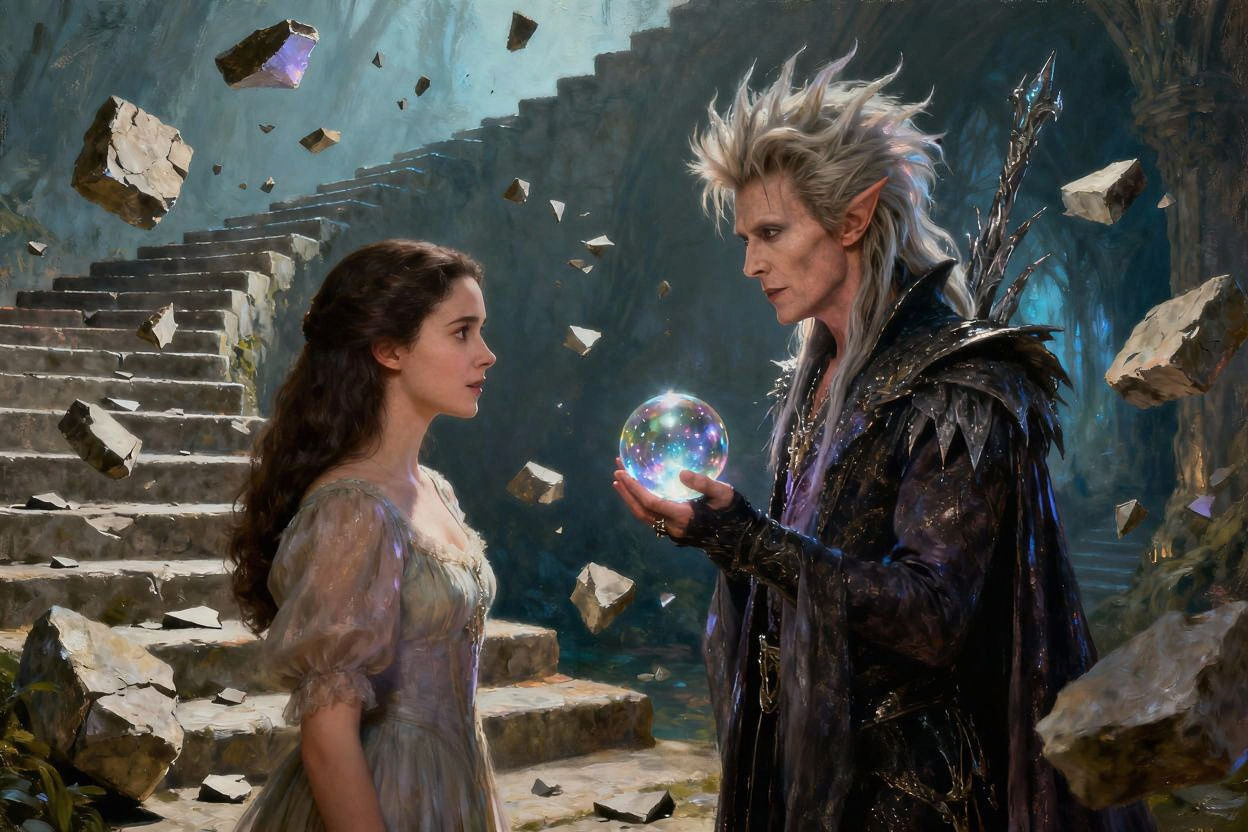 Sarah Confronts Jareth the Goblin King with Crystal Ball