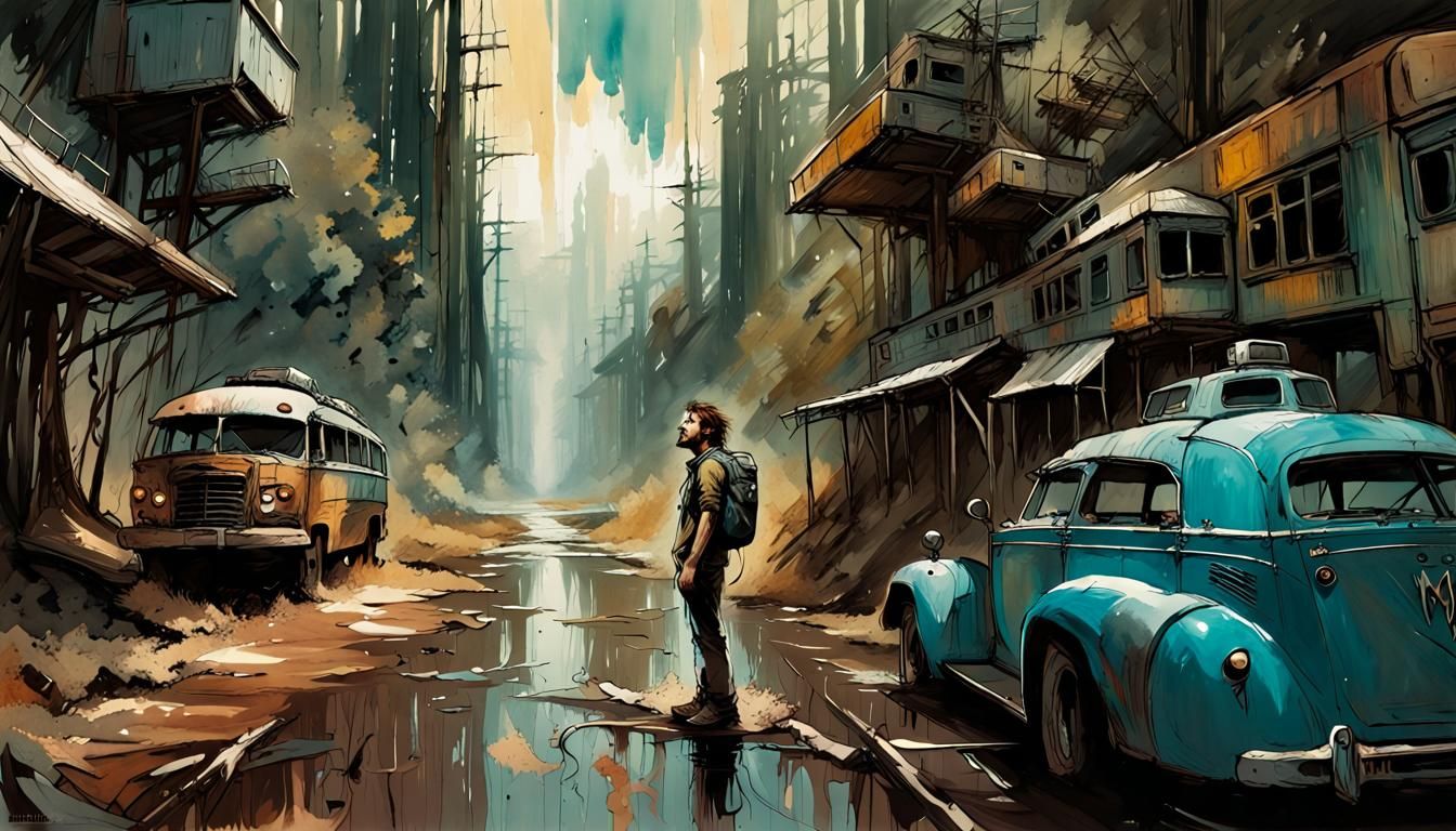 Christopher McCandless and the Magic Bus: Watercolor Art